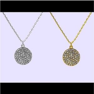 🌺BOGO50%🌺 🆕🌿SILVER CZ Dipped Dainty Disk Necklace